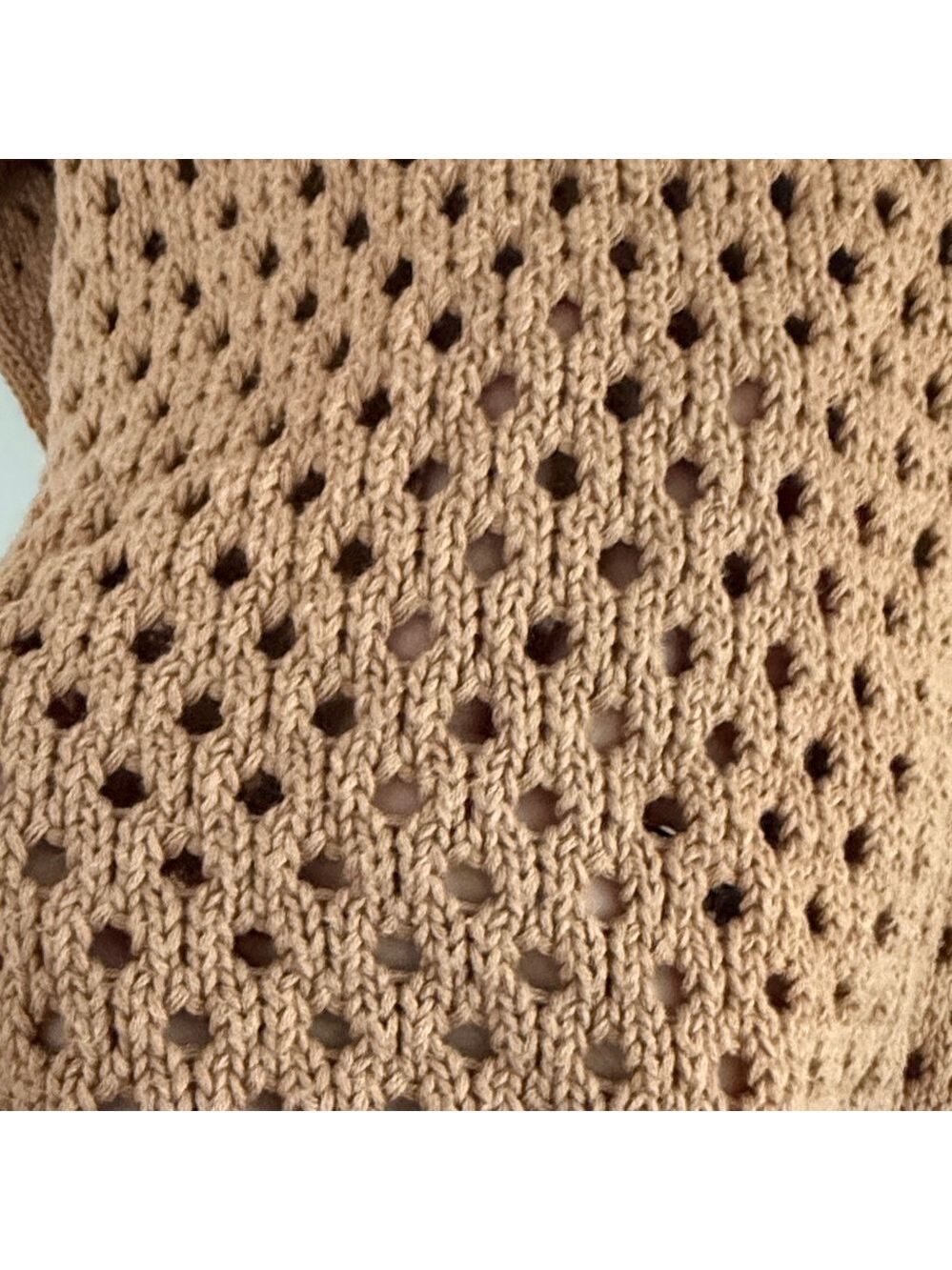 Aerie Tan Oversized Open Knit Polo Sweater [MEL0188] - Picture 5 of 8